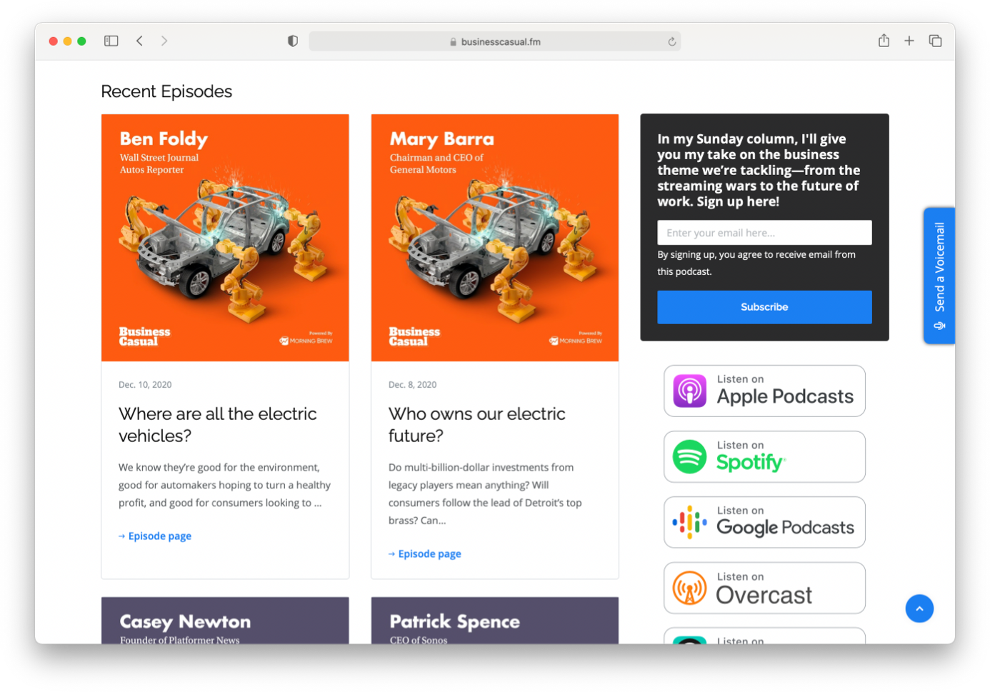 an example Podpage podcast website